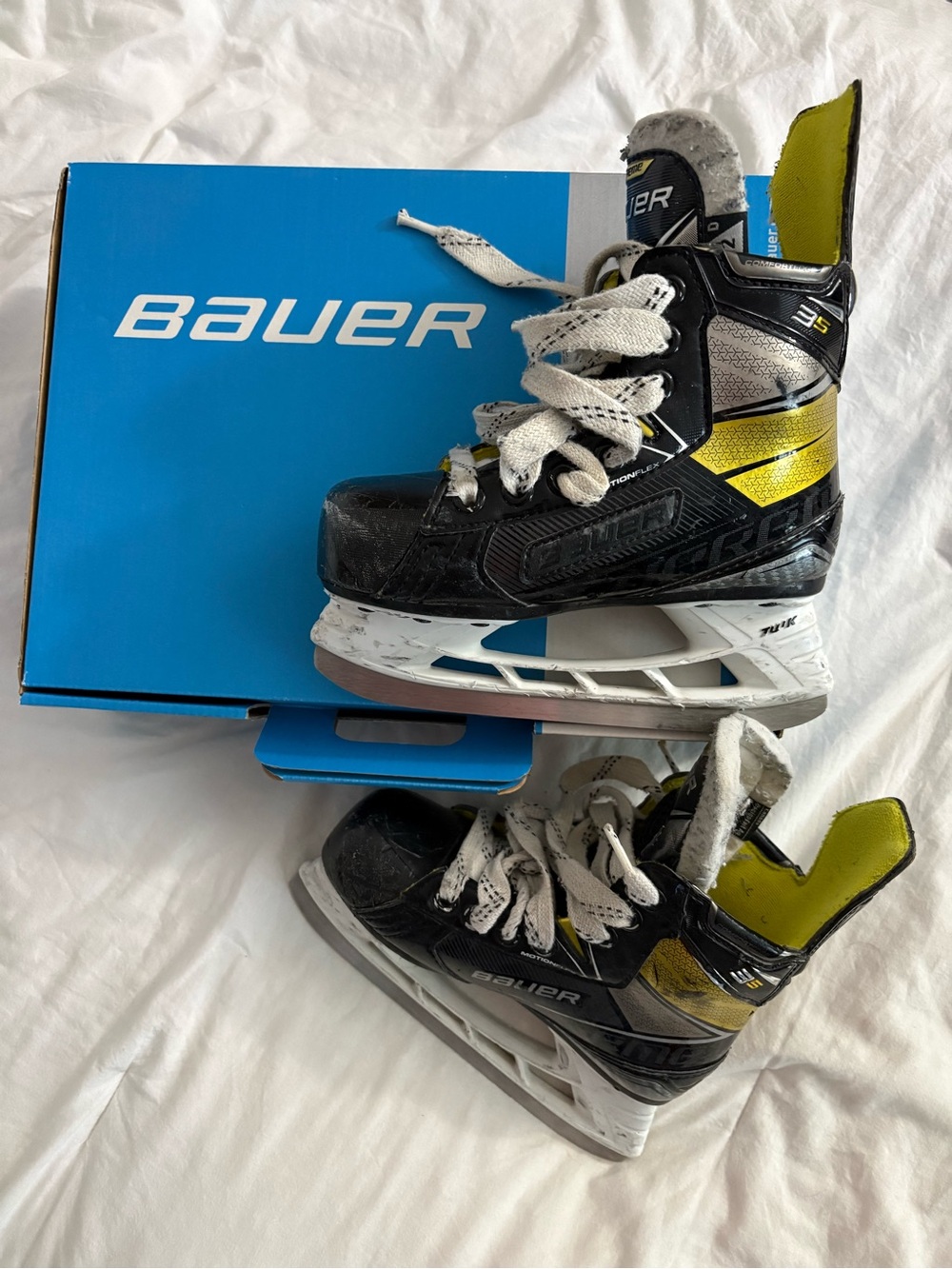 Bauer Kids Black and Yellow Ice Hockey Skates